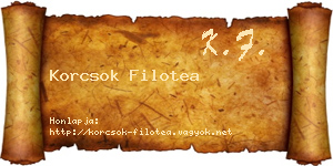 Korcsok Filotea névjegykártya
